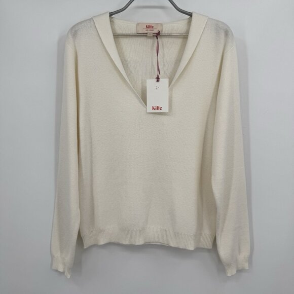 Kilte Collection Cotton-Cashmere Claire Sailor Pullover Sweater size 2 M Ivory